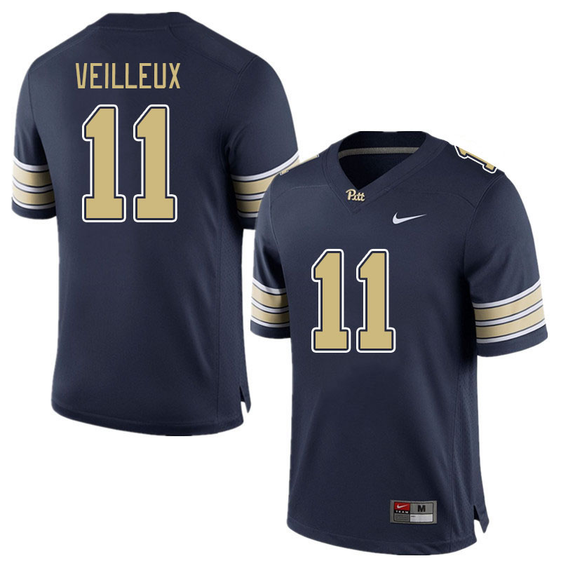 Pitt Panthers #11 Christian Veilleux College Football Jerseys Stitched Sale-Navy